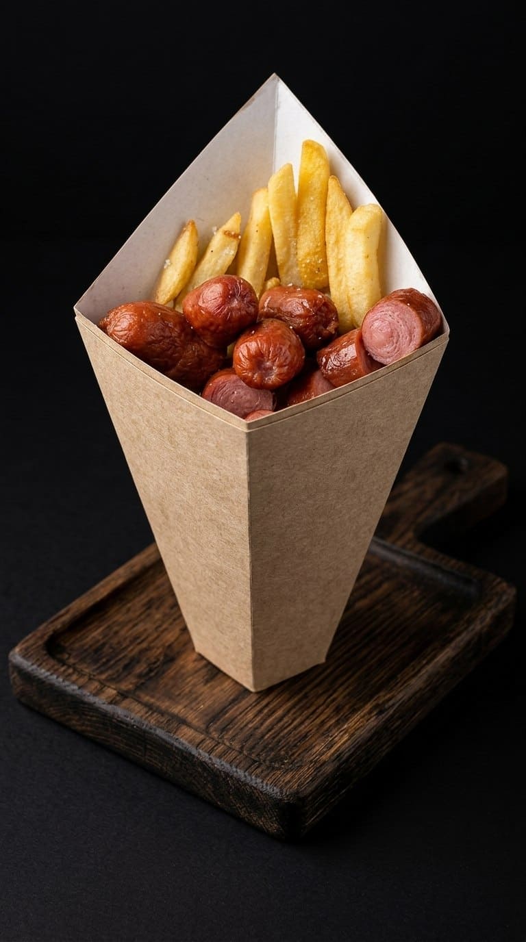 Фото Картофельный кулек с колбасками